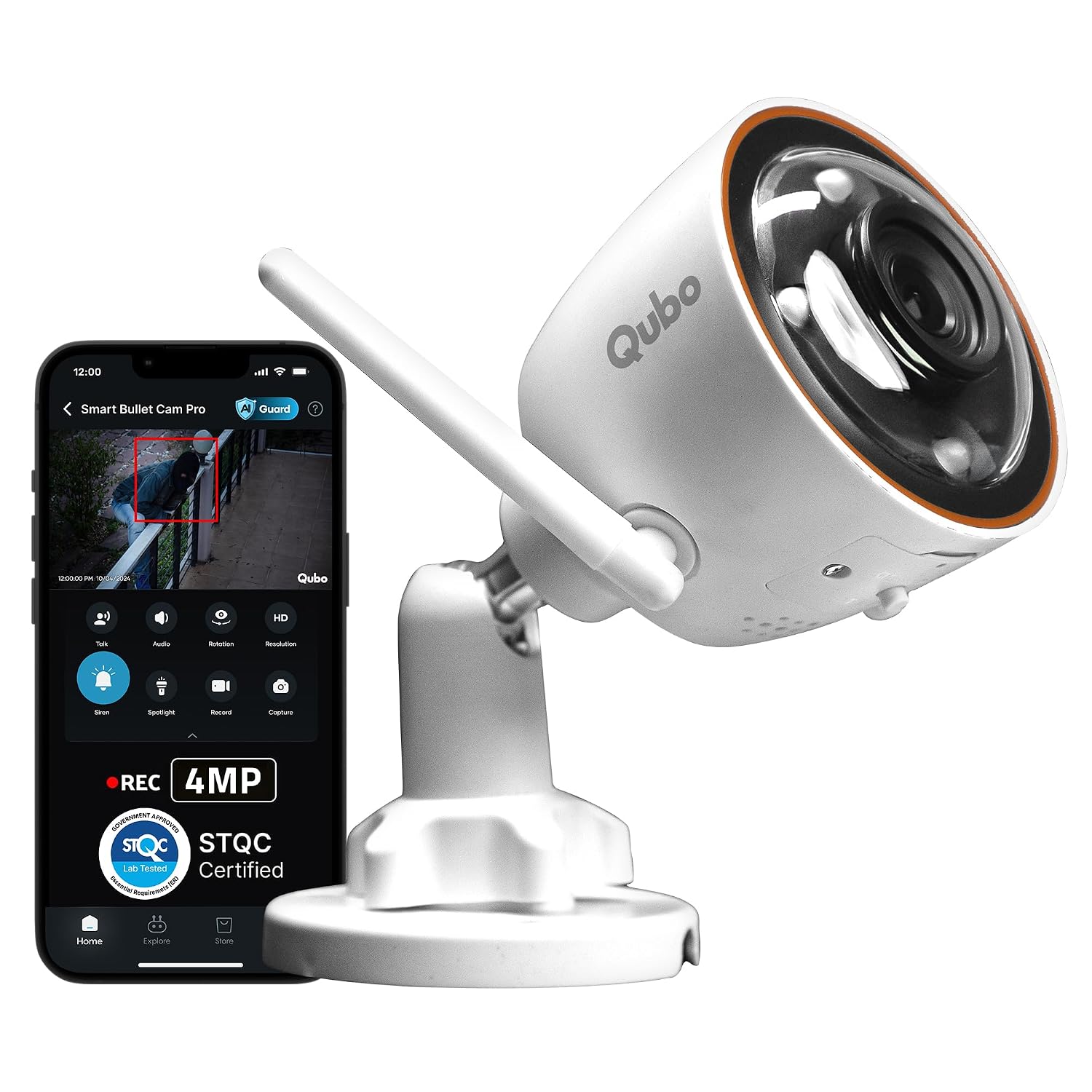 Qubo Smart Outdoor Bullet Camera Pro 4MP | Color Night Vision | IP66